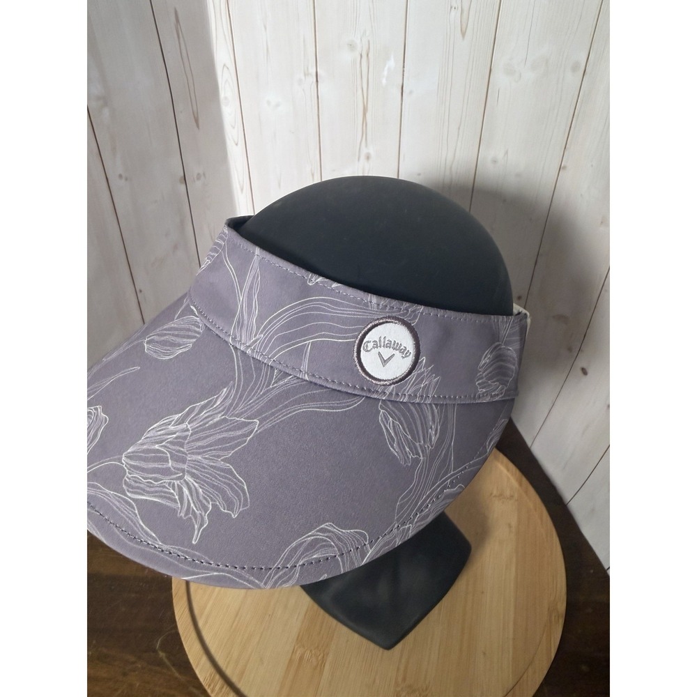 Callaway Women Sun Visor Hat Golf Adjustable Purple Floral Pickleball Tennis Euc